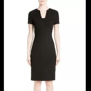 St. John Caviar Micro Boucle Wool Knit Dress In Black Size 12